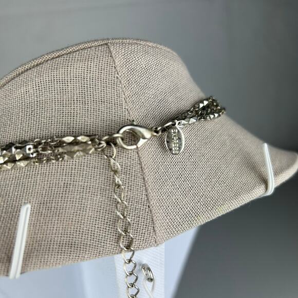 Express Sterling Silver 3-Tier Layered‎ Necklace – Wood Bead Accents, Adjustable - Picture 3 of 4